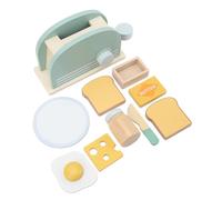 Fockety Ensemble de Jeu de Cuisine de Jeu de Grille-pain Pop-up avec Pain, Beurre, Accessoires de de Cuisine en Bois pour les Enfants, Ensemble de Jouets, Cafetière, Grille-pain Coulante Enfan