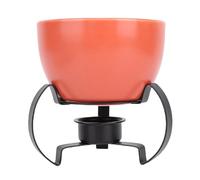 Fockety Ensemble de Pot à Fondue de Fromage en Céramique, Melting Pot de Style Européen Peint à la Main pour Desserts au Chocolat au Fromage, avec Support en Métal Détachable et Base (ORANGE)