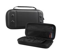 Fockety Étui de Transport pour Console de Jeu Portable, résistant aux Rayures, à l'eau et à la poussière, en Similicuir, avec 10 emplacements pour Cartes de Jeu, pour manettes et câbles (Black)