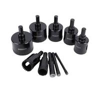 Fockety Forets de Brasage Dentelés, 10 Pièces Kit de Forets de Carrelage pour Scie Cloche Ensemble de Forets de Brasage Dentelés Ensembles de Scies Cloche en Céramique avec Gabarit de