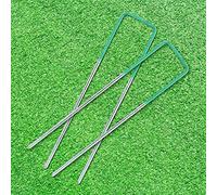 Fockety Galvanisé U -Pins Agrafes 100pcs Metal Garden Crayons pour l'herbe Artificielle Retour et Durable, Extrémités Biseautées pour Une Pénétration Simple et Coudre 5,9 Pouces pour Une Utilisation