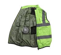 Fockety Gilet réfrigérant, Gilet de sécurité, Gilet climatiseur avec 2 Ventilateurs, Bande réfléchissante, Gilet réfrigérant Personnel pour Le Travail par Temps Chaud (Vert Fluorescent)