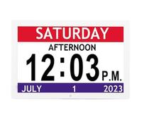 Fockety Horloge Numérique avec Jour et Date pour les Personnes âgées, 10 Pouces de Grand Réveil de Grande Affichage avec 12 Alarmes et luminosité Réglable, pour la Maison, Bureau