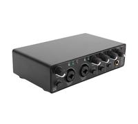 Fockety Interface audio USB, entrée XLR 24 bits 192 kHz Interface audio pour home studio, alimentation fantôme 48 V, pour l'enregistrement de musique, le podcasting, le streaming (BLACK)