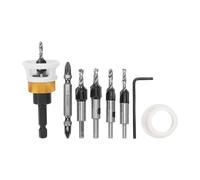 Fockety Jeu de 8 Forets à Fraise, Butée de Profondeur Réglable et Adaptateur à Tige Hexagonale pour Vis Bois, avec étui de Rangement, pour la Fabrication de Meubles en Bois