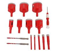 Fockety Jeu de forets diamantés, scie cloche double usage avec coffret de rangement et moule de positionnement en EVA, jeu de forets diamantés pour verre, carrelage, marbre, céramique