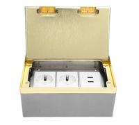 Fockety Kit de Boîte à Douille à Plancher encastré, 2 Réceptacles 16A 4000W Sortie électrique au Sol encastré avec 2 Ports USB, Réceptacle de Plancher en Acier Inoxydable pour une