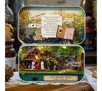 Fockety Kit de Maison de Poupée Miniature DIY avec Guirlande Lumineuse LED, Excellente Finition pour la Décoration de la Maison, Amis, Randonnée en Hiver/Coin de Rue/thème Rural, (Notes pastorales)