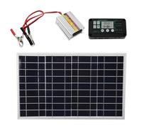 Fockety Kit de Panneau Solaire 30 W, Ensemble de Contrôleur de Charge MPPT 220 W avec Contrôleur étanche, Haute Efficacité Kit d'Onduleur Solaire pour Bateau Vo VR Moto Automobile