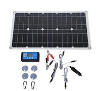 Fockety Kit Panneau Solaire 100W 12V, avec régulateur de 20A 12V/24V, Prise Allume-Cigare et 2 mousquetons, Chargeur Solaire étanche IP67 pour VR, Bateau, remorque, Camping-Car