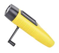 Fockety Lampe de Poche Solaire à Manivelle Durable pour le Camping en Plein Air, Torche LED en Plastique ABS, Noire, 3.6V (jaune citron)