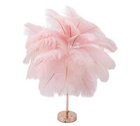 Fockety Lampe de Table en Plumes D'autruche, 30 Pièces Plumes 3 Couleurs à intensité Variable sans Fil Rechargeable par USB, Veilleuse de Bureau à Commande Tactile, Ampoule de Lampe (Rose)