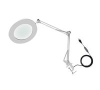 Fockety Lampe Loupe 10x LED, Loupe 10x avec Lumière, Lampe à Bras Luminosité RÉGLABLE 3 Couleur ÉCLAIRE LUMIREE D'ÉTABLI Pince Pince LA RÉPARATION DE LECTRE (White)
