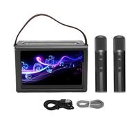 Fockety Machine de karaoké Portable, Haut-Parleur WiFi 5.4 Party, avec 2 Microphones sans Fil, Paroles de L'application Afficher Le Système de karaoké Professionnel pour Les
