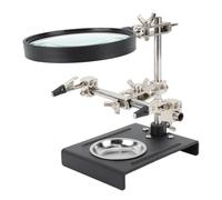 Fockety Main D'IDIDE RÉGLABLE avec Loupe 6X, Aide à la Soudure de Troisième Main, Support de Station de Fil à Souder avec Deux Pinces et Uny Base Lourde, Ouder de Fabrication