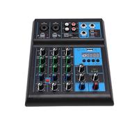 Fockety Mélangeur de son 4 canaux, mélangeur audio professionnel Bluetooth USB avec 2 microphones sans fil UHF, console de mixage RVB pour karaoké chantant DJ Live Streaming