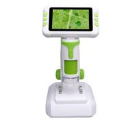 Fockety Microscope 1600X pour Enfants, Jouet d'expérimentation Scientifique 2 en 1 avec écran LCD 4 Pouces et lumière LED, Microscope numérique de Bureau Portable pour éducatifs (Green)