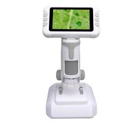 Fockety Microscope 1600X pour Enfants, Jouet d'expérimentation Scientifique 2 en 1 avec écran LCD 4 Pouces et lumière LED, Microscope numérique de Bureau Portable pour éducatifs (Grey)