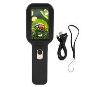 Fockety Microscope Numérique Portable, Loupe de Poche avec Zoom 5X à 500X, Système à Double Lentille, Mise au Point HD Proche et Longue, Batterie 1200 MAh, 16 Lumières LED pour (Black)