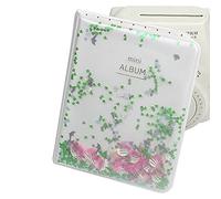 Fockety Mini Album Photo élégant avec Perles de Sable Mouvant pour Appareil Photo, Peut Contenir 64 de 7,6 Cm, Organisateur Polyvalent pour Billets de Cinéma, Cartes et Plus Encore (GREEN)