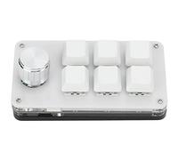 Fockety Mini Clavier de Jeu Mécanique Multifonction 6 avec Bouton, Raccourci Programmable, Zoom/Lecture/Pause, Résistant à l'usure, 102 X 57 X 38 Mm (Noir Blanc)