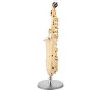 Fockety Modèle de Saxophone Miniature Exquis avec Support et étui, Idéal comme Décoration Musicale pour la Maison et le Bureau, Artisanat en Laiton pour Enfants et Musiciens
