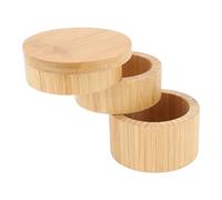 Fockety Organisateur d'Épices en Bambou pour la Cuisine, Grotte à Sel à 3 Niveaux avec Couvercle Pivotant, Grotte à épices en Bois, Rangement élégant en Bois pour Condiments, Assaisons,.