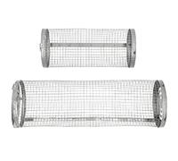 Fockety Panier à Griller Roulant, 2 Pcs Rond en Acier Inoxydable Barbecue Gril Grill Panier, à Rouler pour Barbecue de Camping Rack de Accessoires de