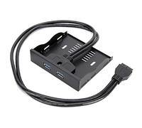 Fockety Panneau Avant de Disquette USB3.0 Baie de Disquette 3.5 Interface 19 Broches vers 2 HUB USB3.0 Matériau Résilient pour Une Utilisation à Long Terme, Permet Une Charge Rapide et Un Transfert