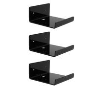 Fockety Paquet de 3 Petites étagères Flottantes en Acrylique pour Mur, étagère de Rangement Murale Transparente avec Vis de Montage et Adhésif pour Chambre à Coucher, Salle de Bain (Black)