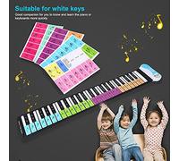 Fockety Piano Keys Stickers for Beginners, 88 Clés Étiquettes Amovibles avec Retrait Claire, Installation Facile, Conception de L'attache Intégrée, Outil D'apprentissage Rapide/Scène applicable:
