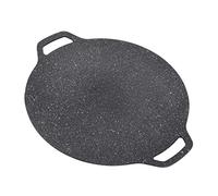 Fockety Poêle à Barbecue Coréenne, Poêle Ronde Antiadhésive avec 2 Poignées, à Griller Couler les Grillades à l'illérieur et à l'Elttérieur Bacon, à Steak pour les Grillades au Gaz, (33 cm)