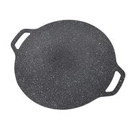 Fockety Poêle à Barbecue Coréenne, Poêle Ronde Antiadhésive avec 2 Poignées, à Griller Couler les Grillades à l'illérieur et à l'Elttérieur Bacon, à Steak pour les Grillades au Gaz, (30cm)