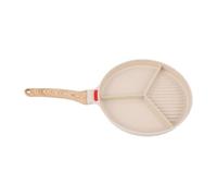 Fockety Poêle à Frire pour Petit-déjeuner, Poêle à Griller Antiadhésive 2 en 1 avec Zone de Rayures de Steak Divisée pour œufs, Omelette, Bacon, Hamburgers, Steaks, Cuisinière à Gaz,