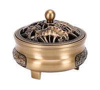 Fockety Porte-encens en Laiton, élégant Brûleur D'encens doré avec Bol Profond et Motifs de Gravure pour Bâton D'encens en Bobine de Cône, Méditation, Relaxation, Décoration de la Maison