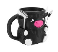 Fockety Porte-pinte à la Crème Glacée, Highland Cow Adorable Highland Cow Shape with Anti Slip Base, 16 Oz Isulay Ice Creamder pour les Amateurs de Desserts, composé de Matériaux PLA en (BLACK)