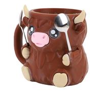 Fockety Porte-pinte à la Crème Glacée, Highland Cow Adorable Highland Cow Shape with Anti Slip Base, 16 Oz Isulay Ice Creamder pour les Amateurs de Desserts, composé de Matériaux PLA en (BROWN)
