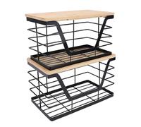 Fockety Porte-sacs poubelle, lot de 2, à suspendre ou poser, empilables, avec couvercle en bois. Distributeur sacs poubelle grande ouverture pour sacs 13 à 33 gallons ou 4 à 10 gallons