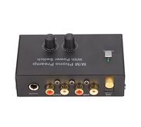 Fockety Préamplificateur Phono PP500P avec Adaptateur DC 12 V, Double Réglage du Gain pour Un Contrôle Parfait du Volume, Métal Noir, pour Amplifier la Musique