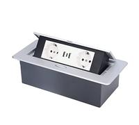 Fockety Prise électrique Up au Sol, Prise électrique pour Comptoir de Cuisine, Prises étanches avec 2 Prises 2 Ports de USB, Prise Encastrée pour Comptoir de Cuisine