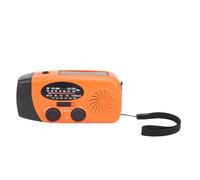 Fockety Radio Météo d'urgence à Manivelle, Banque D'énergie Solaire Portable avec Batterie 2000 MAh, Chargeur USB, Lampe de Poche LED, Alarme SOS, Radio à Manivelle pour Camping, (Orange)
