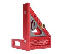 Fockety Règle de mesure multi-angle 3D, rapporteur 0-180°, équerre de charpentier de haute précision, règle triangulaire à onglet pour ingénieurs, charpentiers et professionnels du (Rouge et Gris)