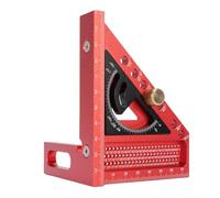 Fockety Règle de mesure multi-angle 3D, rapporteur 0-180°, équerre de charpentier de haute précision, règle triangulaire à onglet pour ingénieurs, charpentiers et professionnels du (rouge et noir)