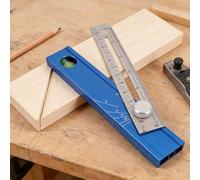 Fockety Règle de Traçage Multi-angle, Règle Pliable en Alliage D'aluminium avec Réglage Coulissant et Niveau à Bulle, pour le Travail du Bois et une Utilisation Professionnelle en