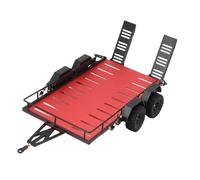 Fockety Remorque RC 1/18 avec Crochet, Remorque Utilitaire en Aluminium, Remorques à Plateau en Métal, Tracteur télécommandé pour Pièces de Mise à Niveau de Voiture sur Chenilles RC (Rouge)