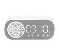 Fockety Réveil Numérique, Radio FM HiFi, Haut-Parleur Bluetooth 5.0 Rechargeable par USB, Petite Horloge avec Miroir, Grand écran LED, Double Alarme, Miroir électrique, Décoration pour