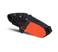 Fockety Sacoche de Selle de vélo, Grande capacité de 5,8 L, Extensible, avec Sangle réglable, à Placer sous la Selle pour VTT et Route (Orange)