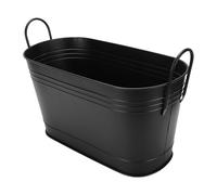 Fockety Seau Porte-Bois de Chauffage, Grand Bac de Rangement Ovale en Métal avec Poignées Robustes, pour la Maison, le Jardin, la Cheminée, le Poêle à Bois, L'intérieur