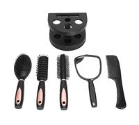 Fockety Set de Peignes à Cheby 5pcs, Set de Peignes à Miroir et Support, et Brosse à Cheveux Portable, Outil de Coiffure de Salon pour les Femmes et les Homme