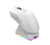 Fockety Souris de Jeu sans Fil avec Station de Chargement RVB, 7 Boutons Pratiques, Lumière RVB, Connexion à 3 Modes, Souris Macro Programmable, Souris sans Fil pour PC (White)